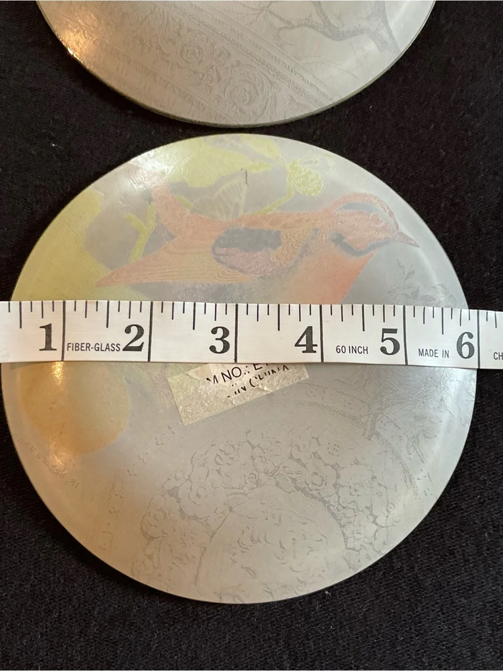 Vintage French Country Decoupage Glass Bird Plates, Each 6” in Diameter Set of 3